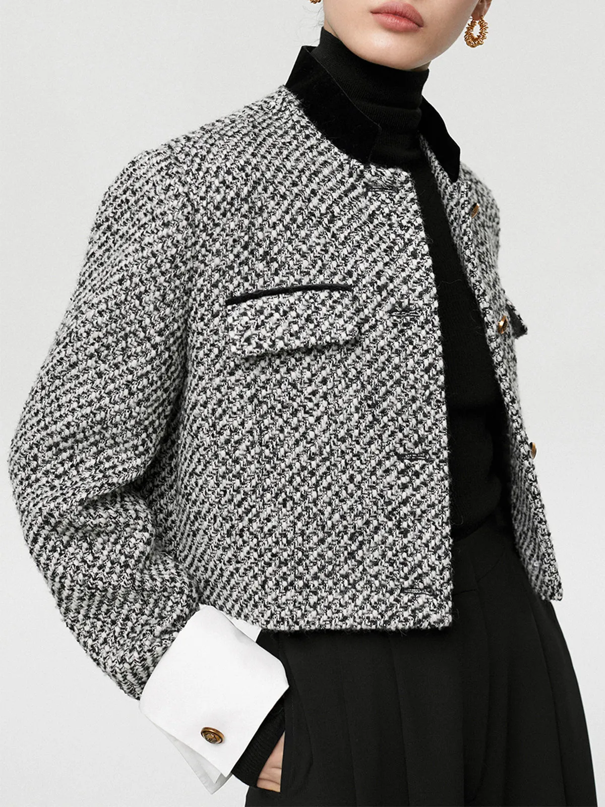 Tweed Boucle Crop Blazer sold by COMMENSE product image thumbnail 4