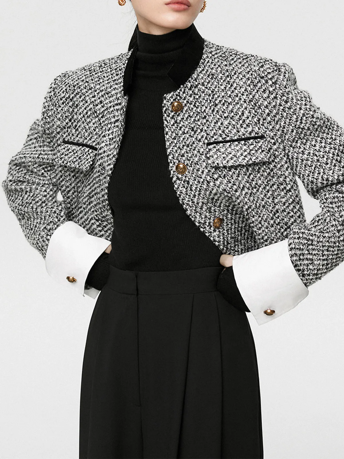 Tweed Boucle Crop Blazer sold by COMMENSE