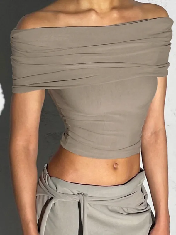 Plain Ruched Short Top sold by COMMENSE