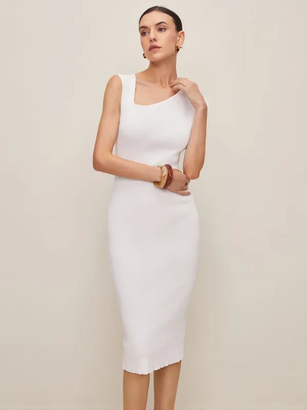 Stretch Asymmetrical Solid Sweater Dress sold by COMMENSE