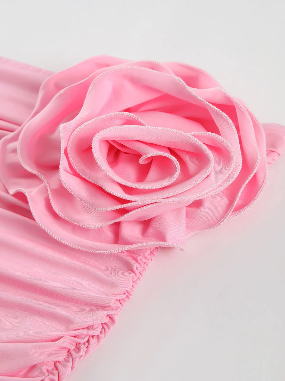 Romantic Ruched Rosette Decor Midi Dress sold by COMMENSE product image thumbnail 3