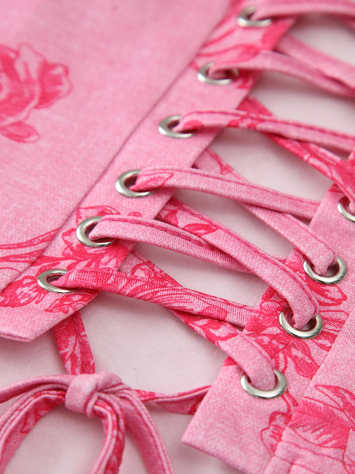 Drawstring Floral Print Corset Top sold by COMMENSE product image thumbnail 3