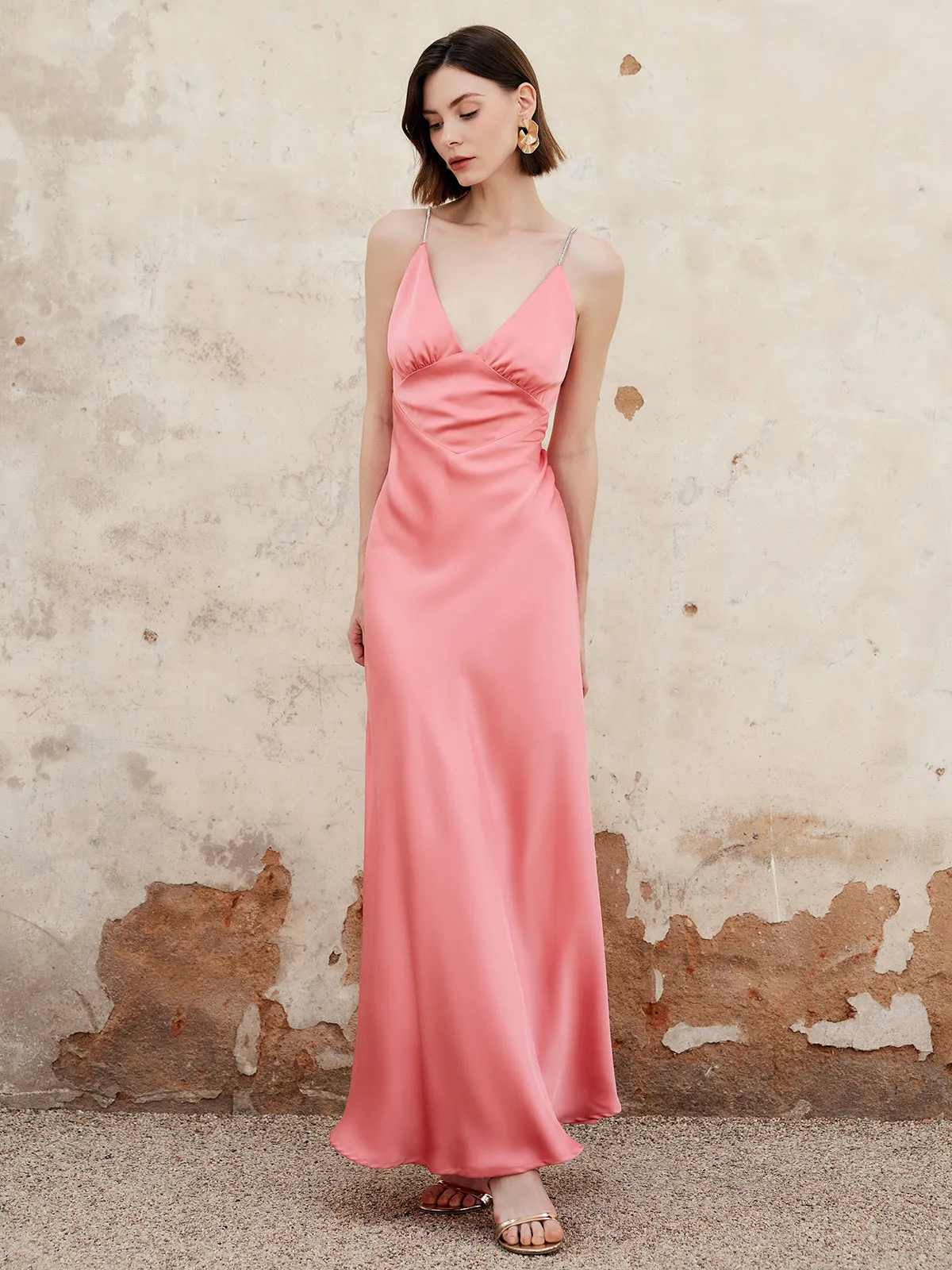 Pleated Backless Cami Long Dress sold by COMMENSE product image thumbnail 4