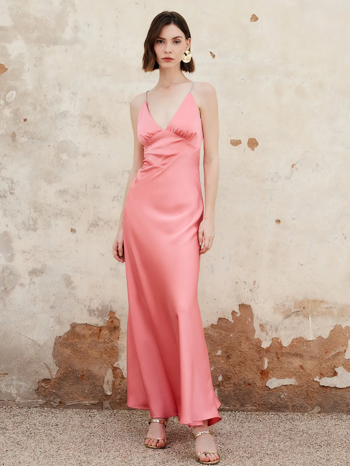 Pleated Backless Cami Long Dress sold by COMMENSE product image thumbnail 5