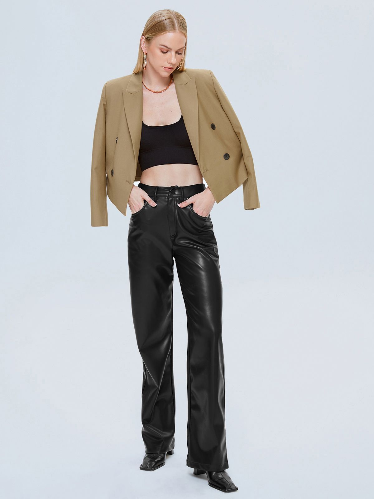 Cropped Double Breasted Blazer Jacket sold by COMMENSE product image thumbnail 5