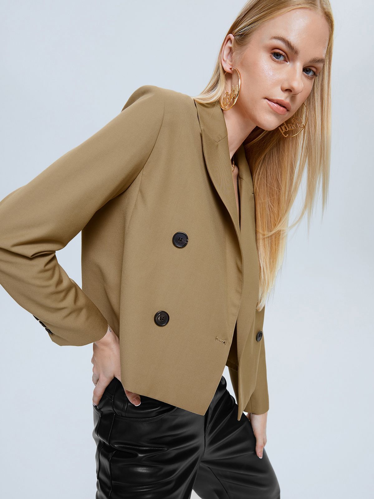 Cropped Double Breasted Blazer Jacket sold by COMMENSE product image thumbnail 2
