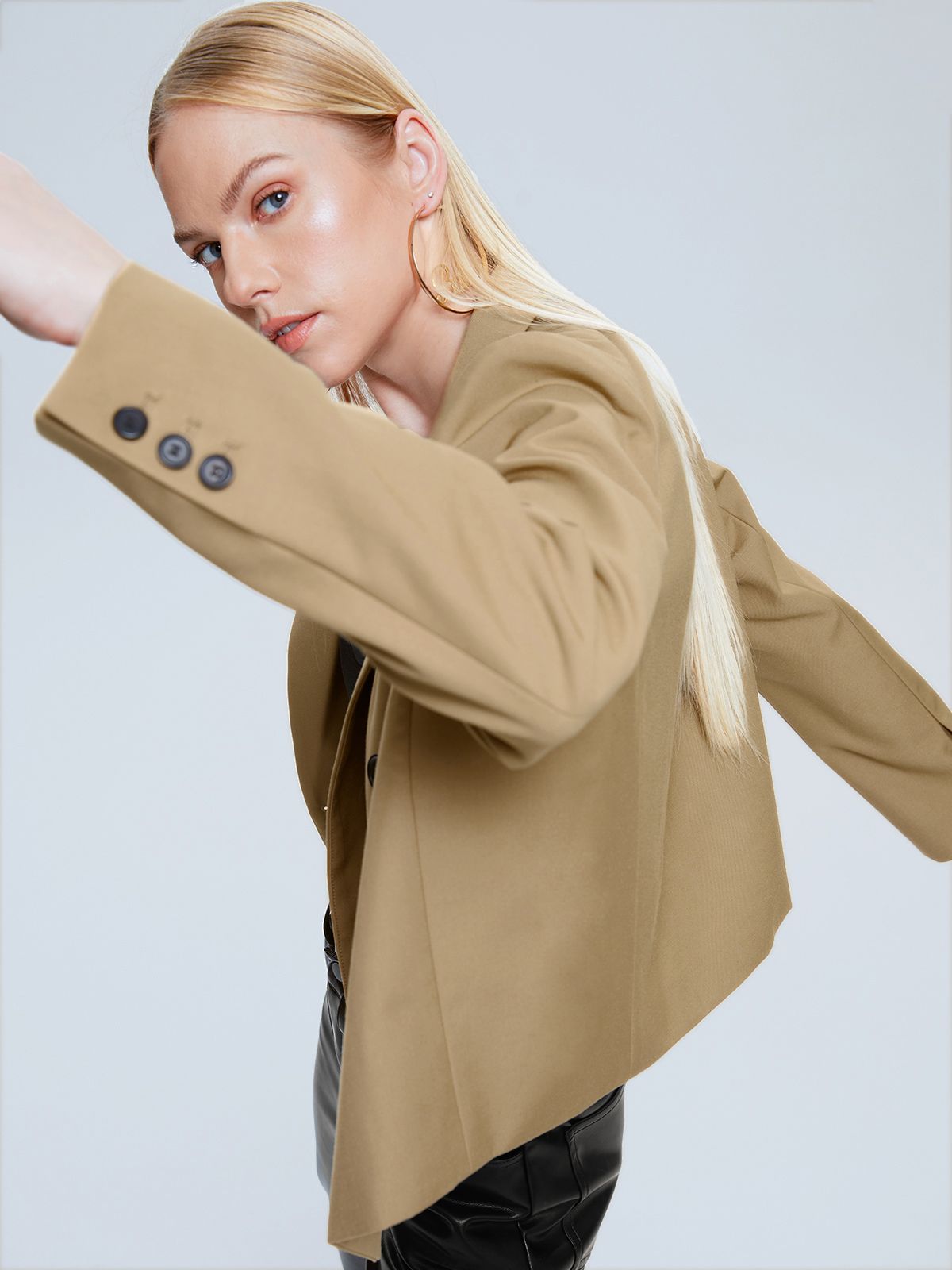 Cropped Double Breasted Blazer Jacket sold by COMMENSE