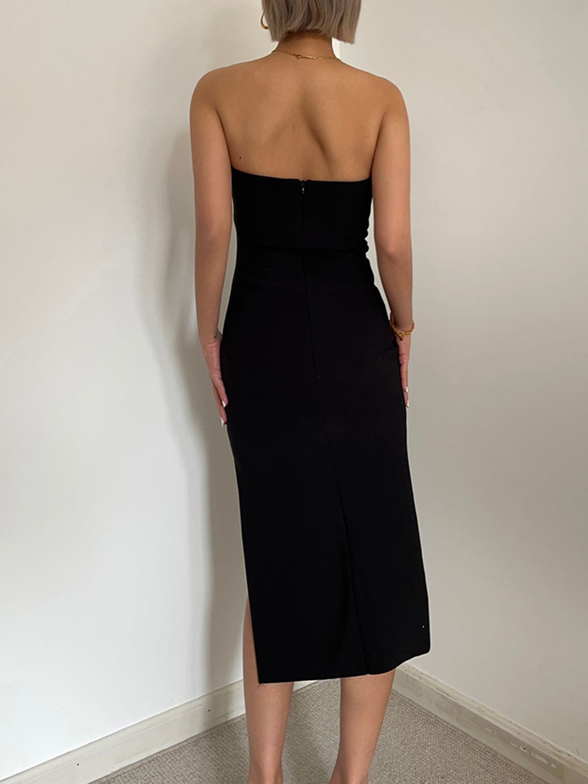 Ruched Slit Strapless Midi Dress sold by COMMENSE product image thumbnail 8