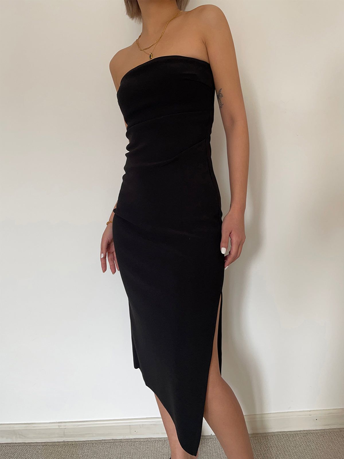 Ruched Slit Strapless Midi Dress sold by COMMENSE product image thumbnail 9