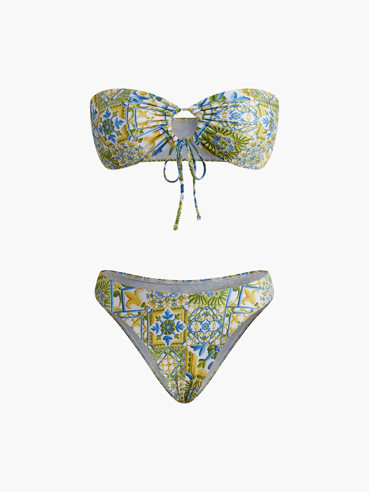 Strapless Print Knotted Bikini Set sold by COMMENSE