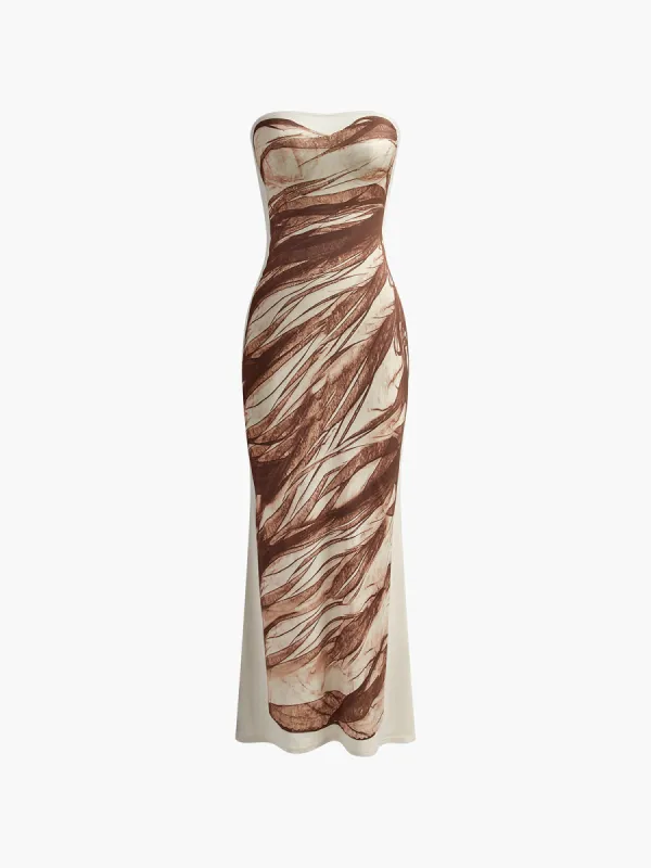 Slim Print Stretch Strapless Dress made by COMMENSE
