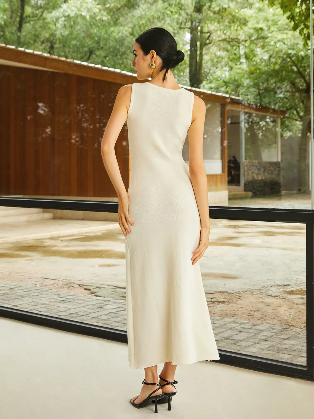 Knit Sleeveless Buttoned Sweater Dress sold by COMMENSE product image thumbnail 5