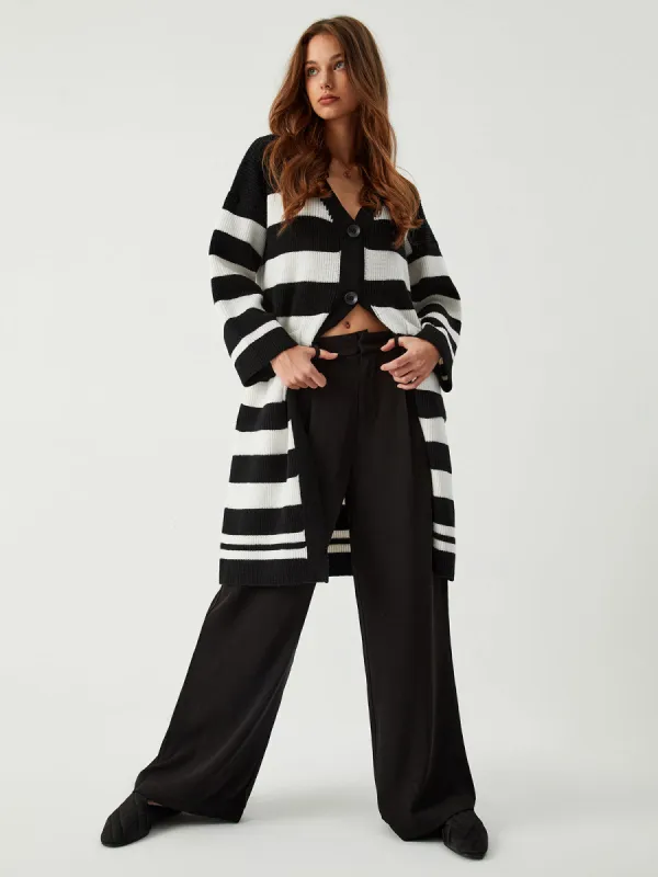 Stripe Long Cardigan sold by COMMENSE