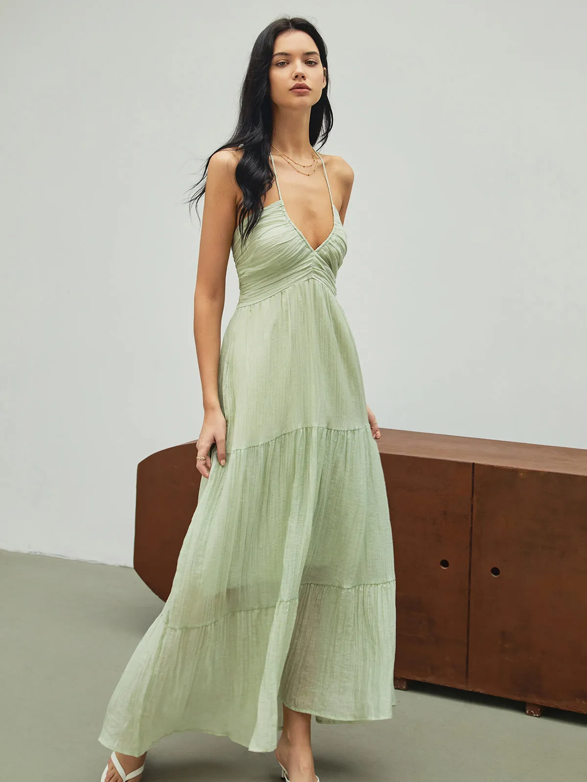 Halter Backless Vacation Long Dress sold by COMMENSE product image thumbnail 5