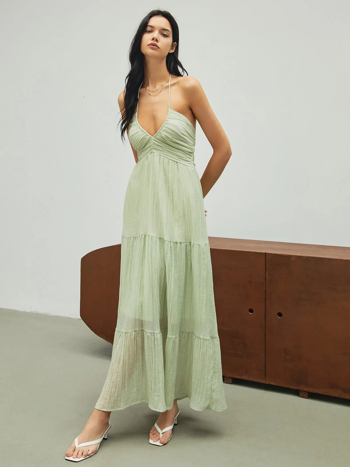 Halter Backless Vacation Long Dress sold by COMMENSE product image thumbnail 3