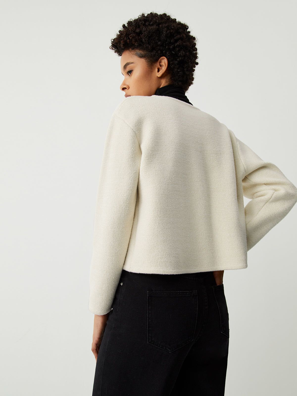 Cream Half Button Detail Cardigan sold by COMMENSE product image thumbnail 4