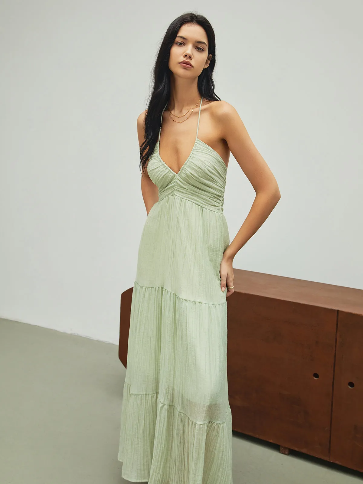 Halter Backless Vacation Long Dress sold by COMMENSE product image thumbnail 4
