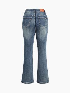 Buttoned Faded Denim Flare Jeans sold by COMMENSE