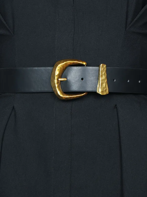 Gold Buckle Faux Leather Belt sold by COMMENSE