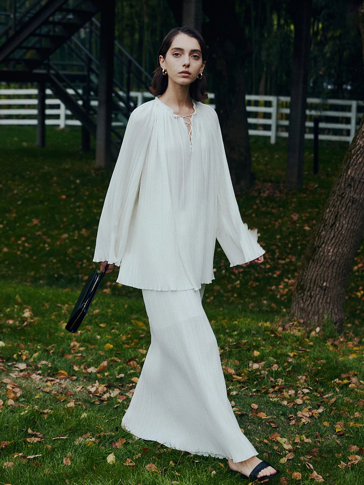 Solid Pleated Shift Skirt sold by COMMENSE product image thumbnail 2