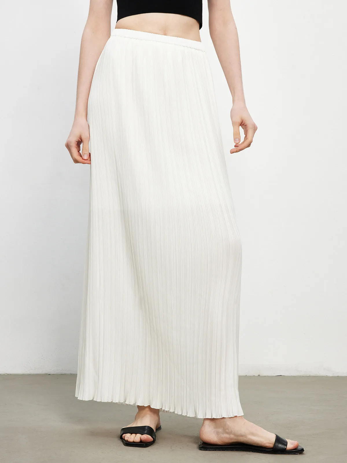 Solid Pleated Shift Skirt sold by COMMENSE