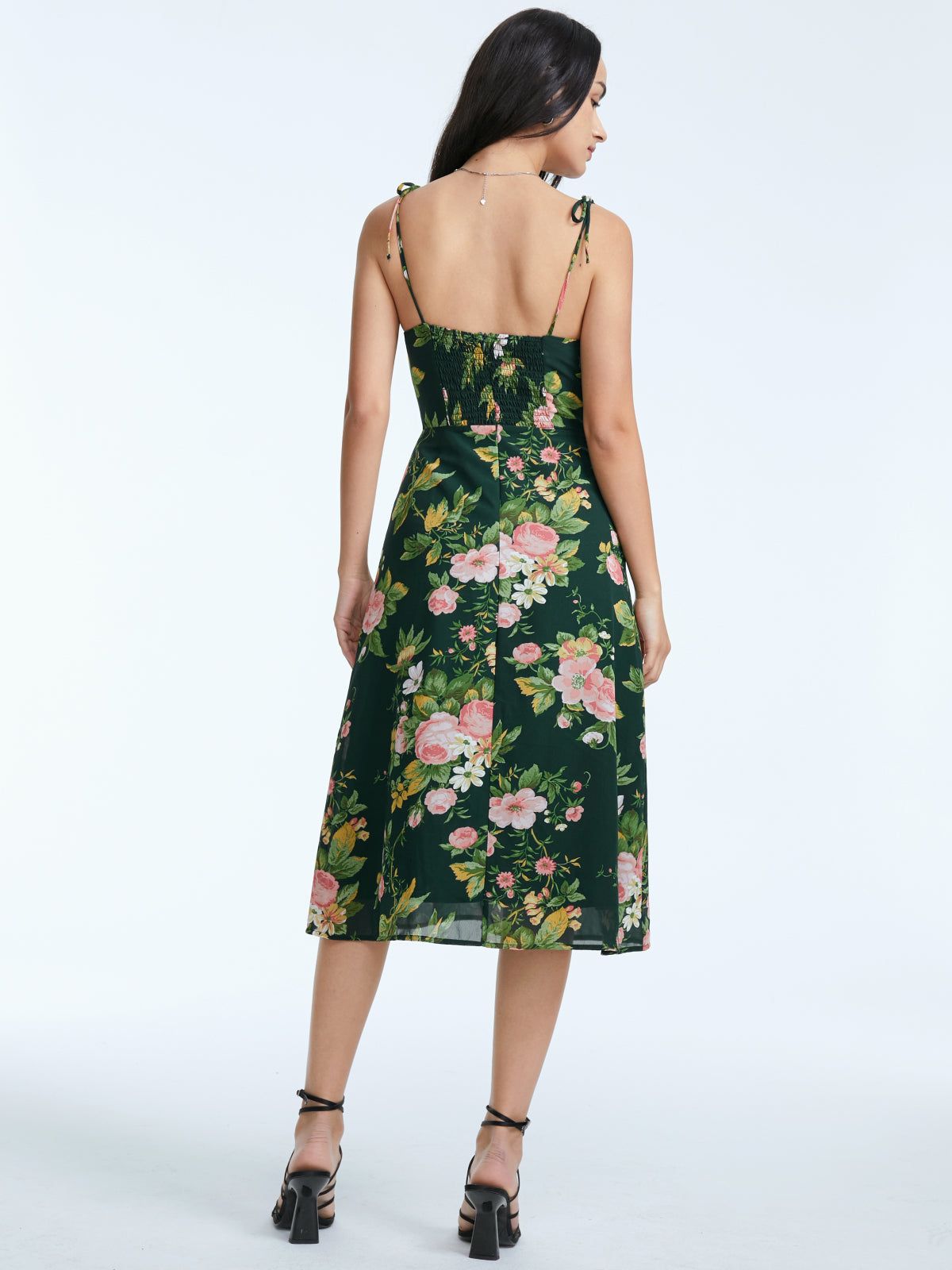 Floral Bloom Contour Midi Strap Dress sold by COMMENSE product image thumbnail 5