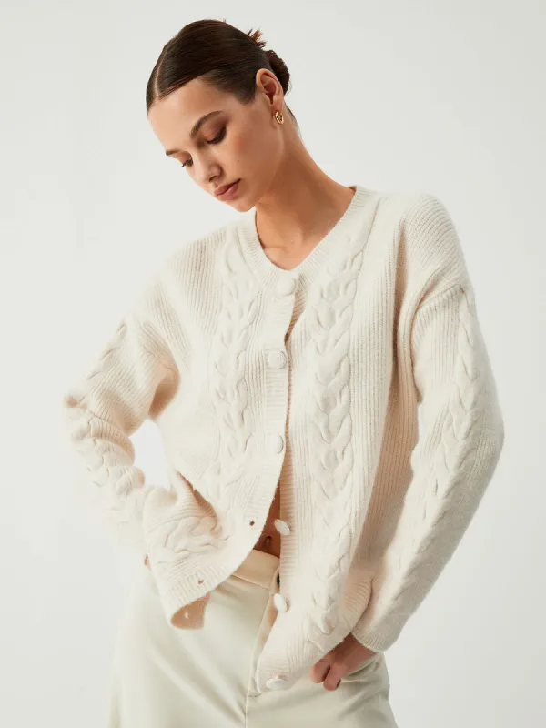 Vanilla Button Down Cable Knit Oversized Cardigan sold by COMMENSE