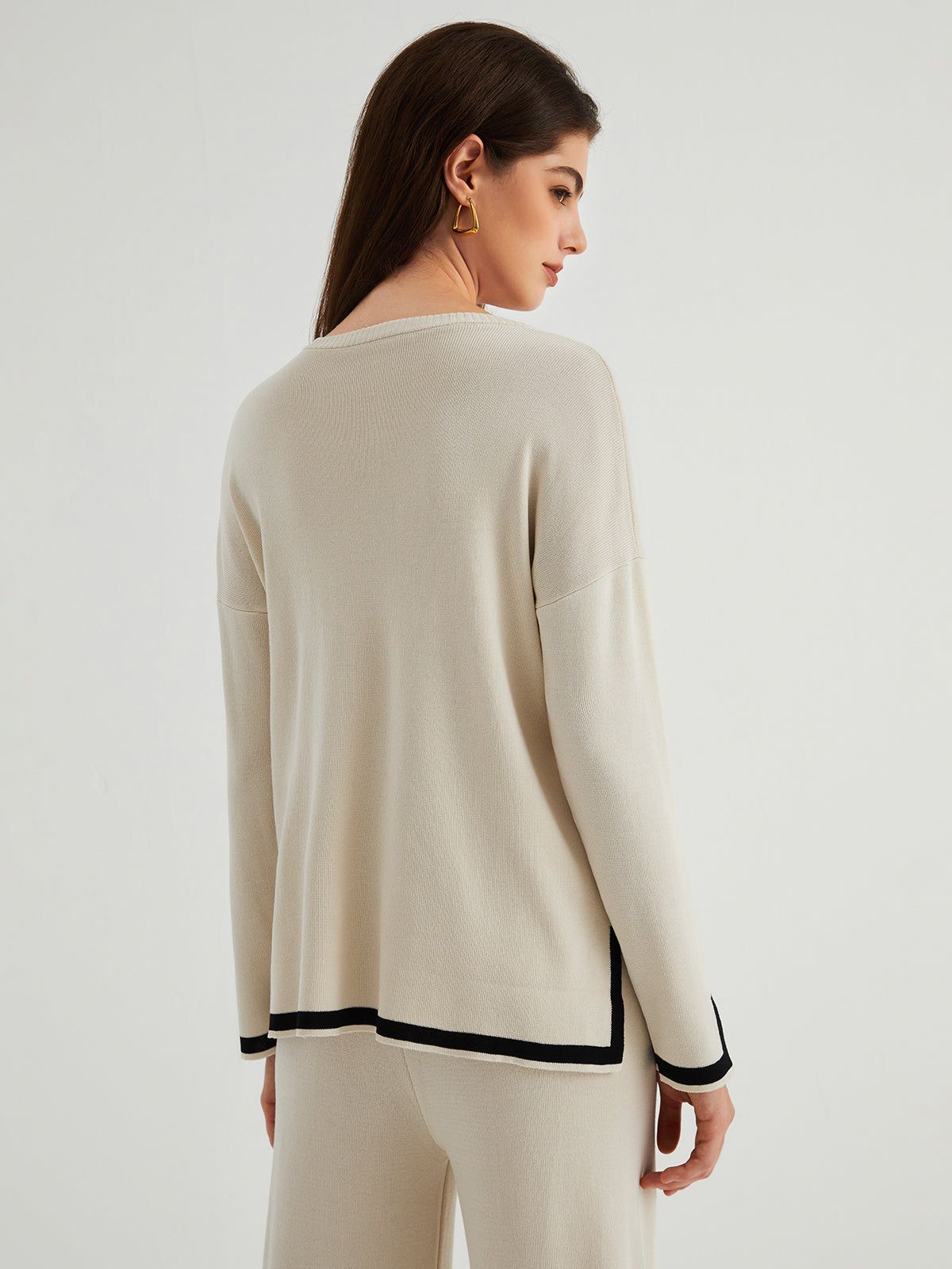 Contrast Trim Two Piece Pants Set sold by COMMENSE product image thumbnail 5