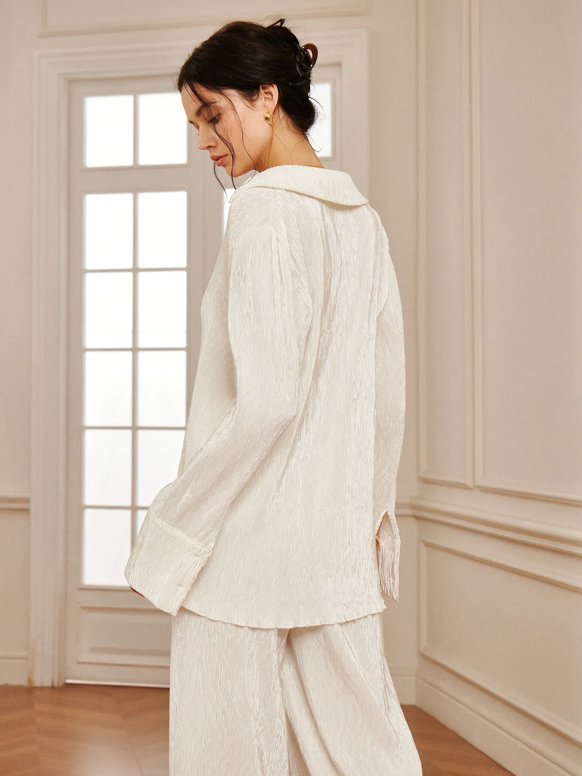 Minimalist Plisse Soft Polo Shirt sold by COMMENSE