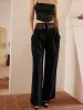 Lace Patchwork Pocket Straight Leg Pants sold by COMMENSE