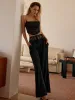Lace Patchwork Pocket Straight Leg Pants sold by COMMENSE
