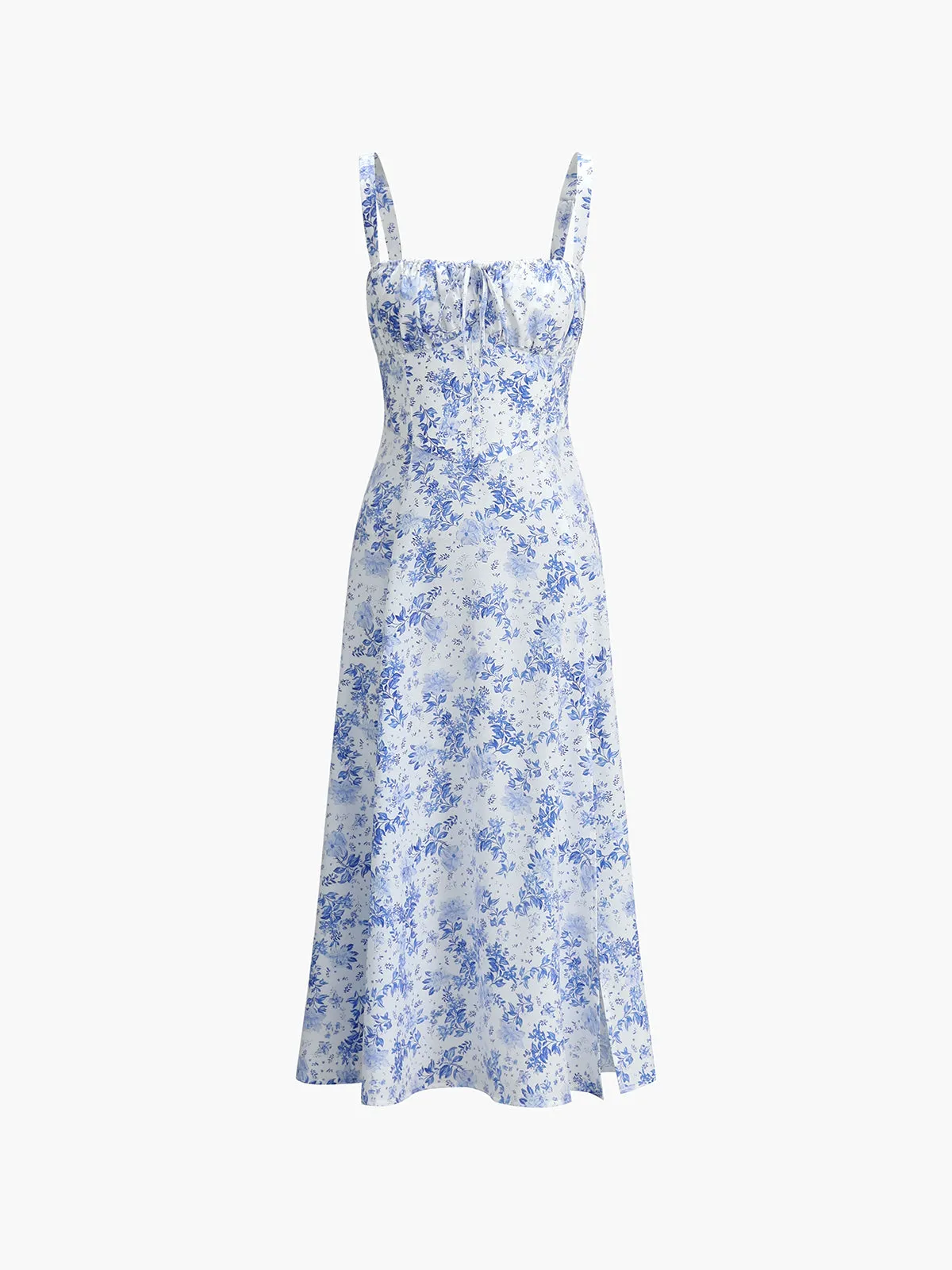 Floral Print Tie-Detail Cami Midi Dress sold by COMMENSE product image thumbnail 5