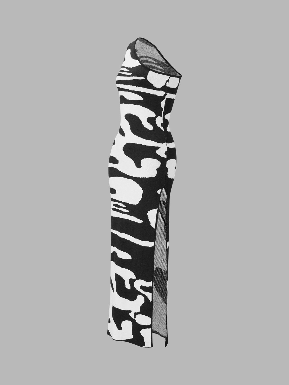 Zebra Print One Strap Midi Dress sold by COMMENSE product image thumbnail 3