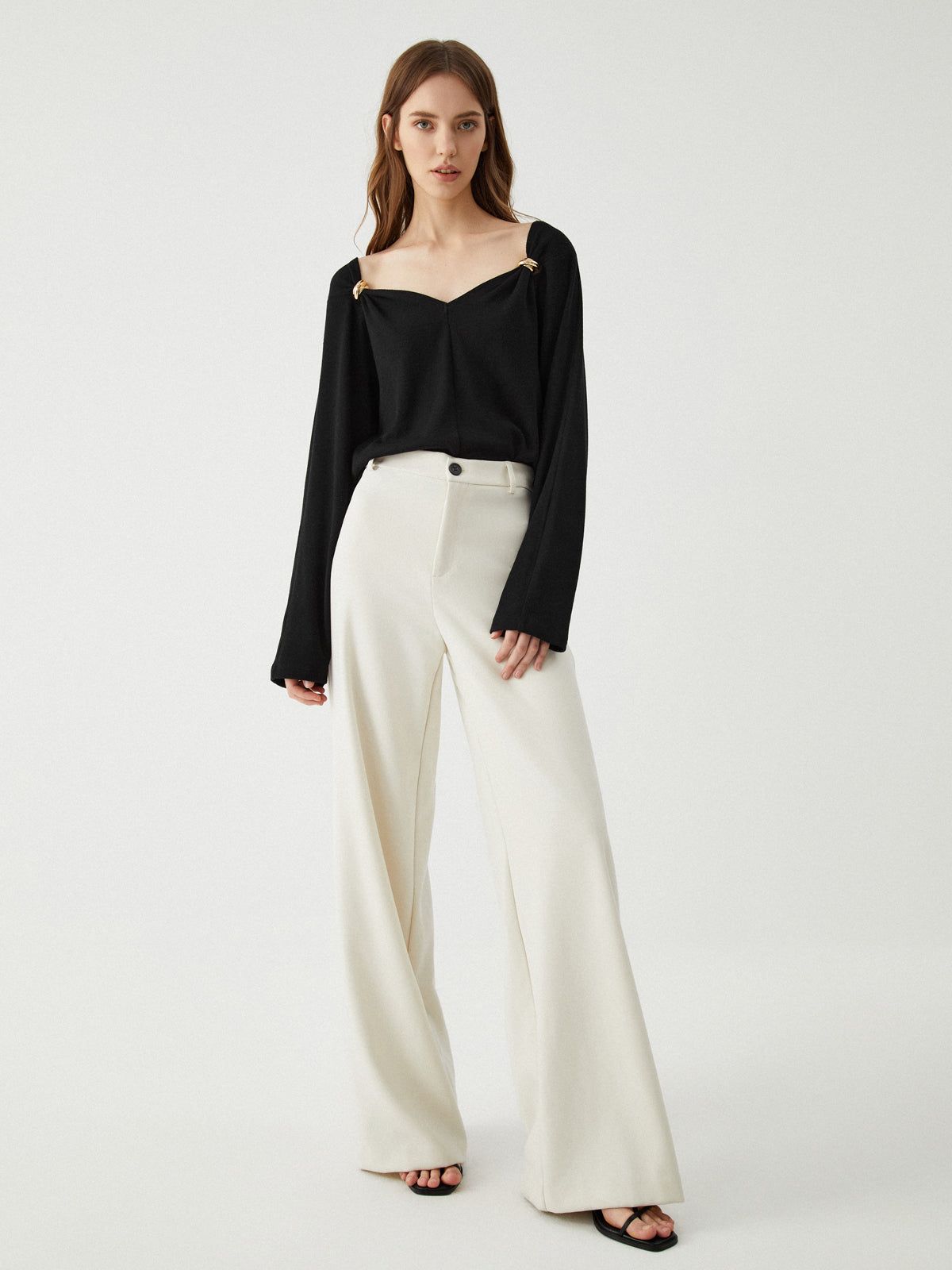 Sweetheart Neckline Long Sleeve Top sold by COMMENSE product image thumbnail 2