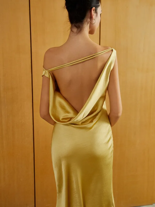 Satin Backless Sleeveless Long Dress sold by COMMENSE