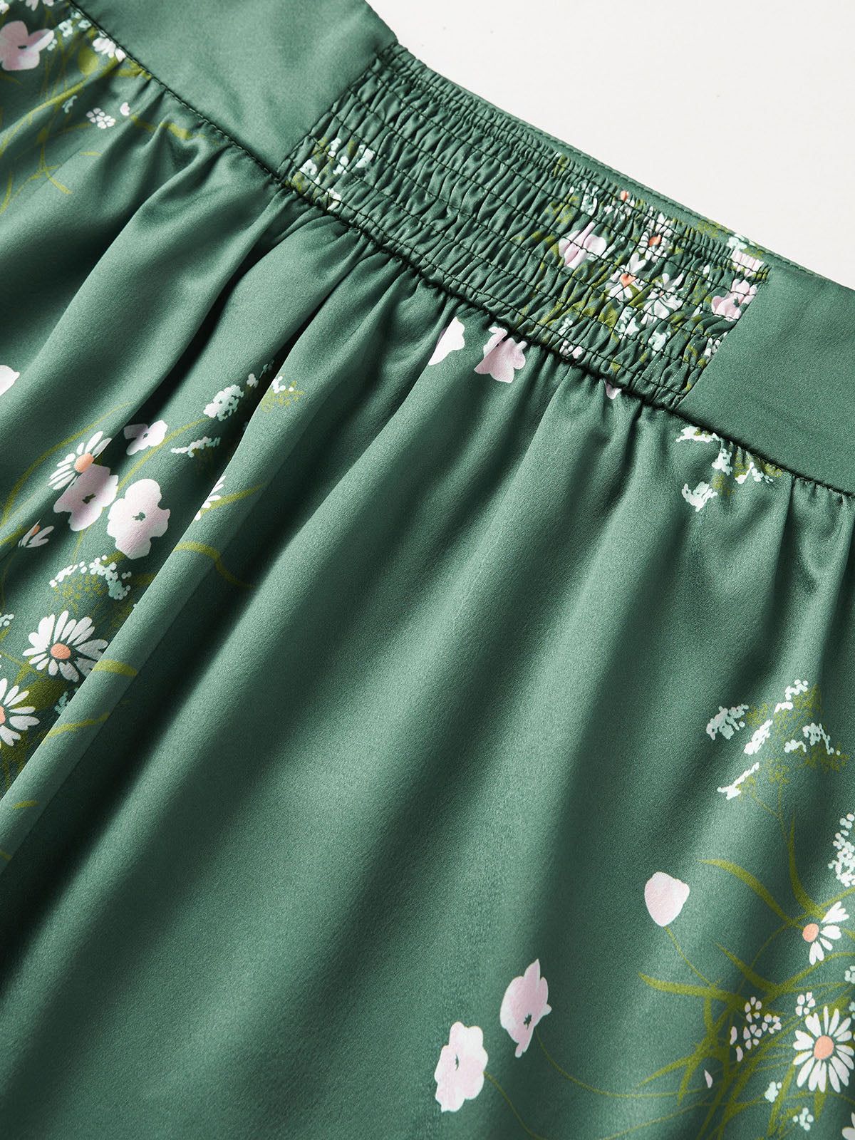 Emerald Green Floral Satin Two Piece Matching Set sold by COMMENSE product image thumbnail 3