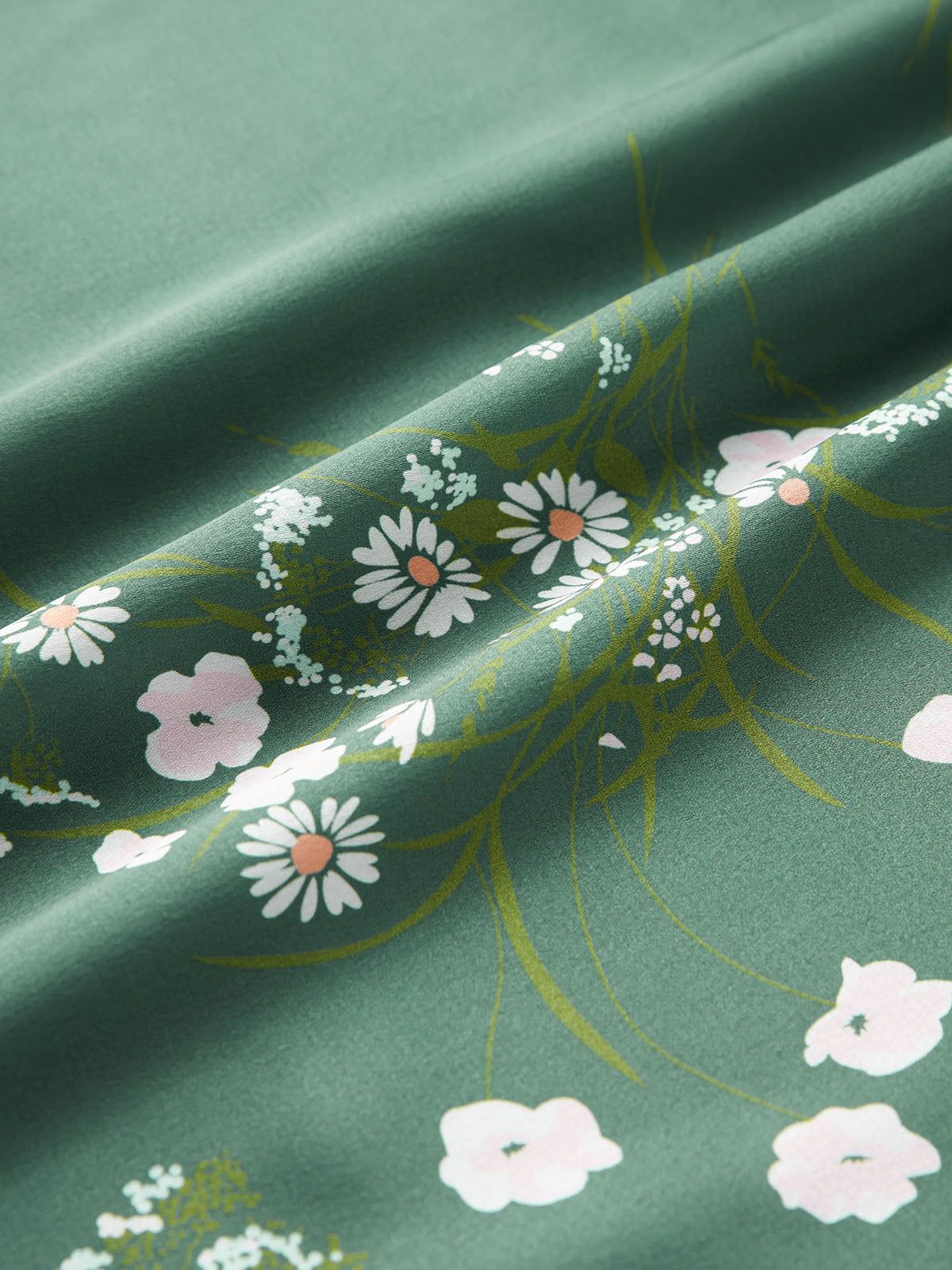 Emerald Green Floral Satin Two Piece Matching Set sold by COMMENSE product image thumbnail 4