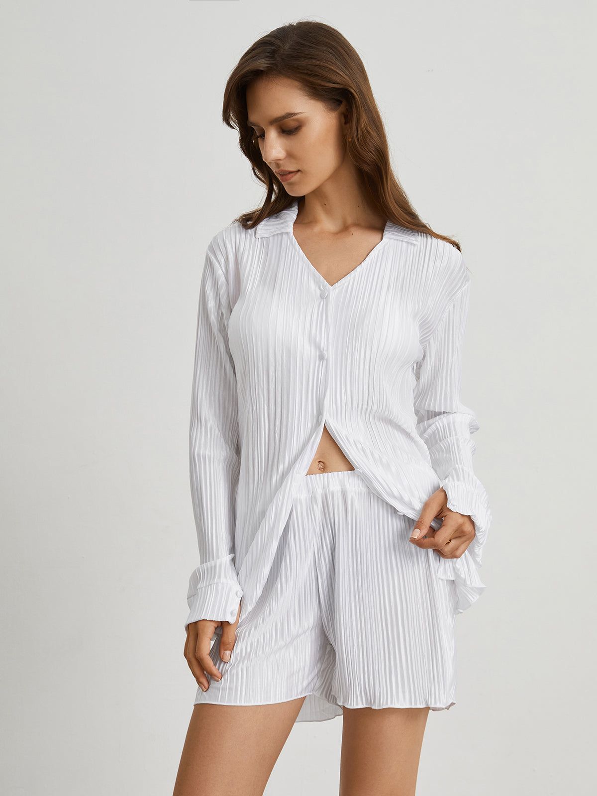 Snowflake Plisse Two Piece Shorts Set sold by COMMENSE product image thumbnail 4