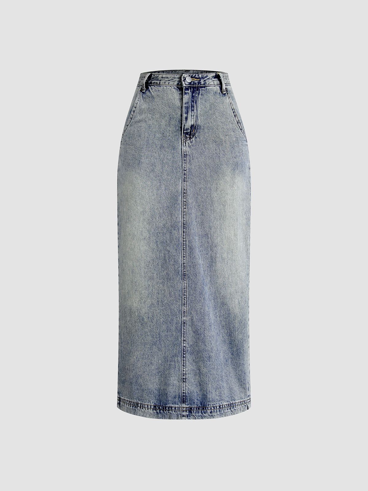Essential Slit Denim Maxi Skirt sold by COMMENSE