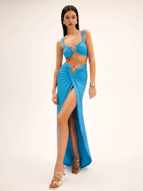 Metal Decor Split Split Skirt Set sold by COMMENSE