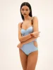 Beaded Cutout Underwire One Piece Swimsuit sold by COMMENSE