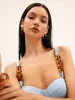 Beaded Cutout Underwire One Piece Swimsuit sold by COMMENSE