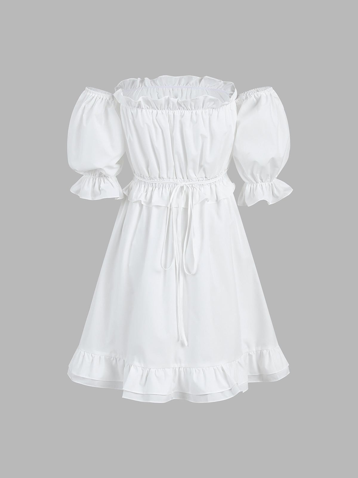 Mediterranean Off Shoulder Ruffle Short Dress sold by COMMENSE product image thumbnail 2