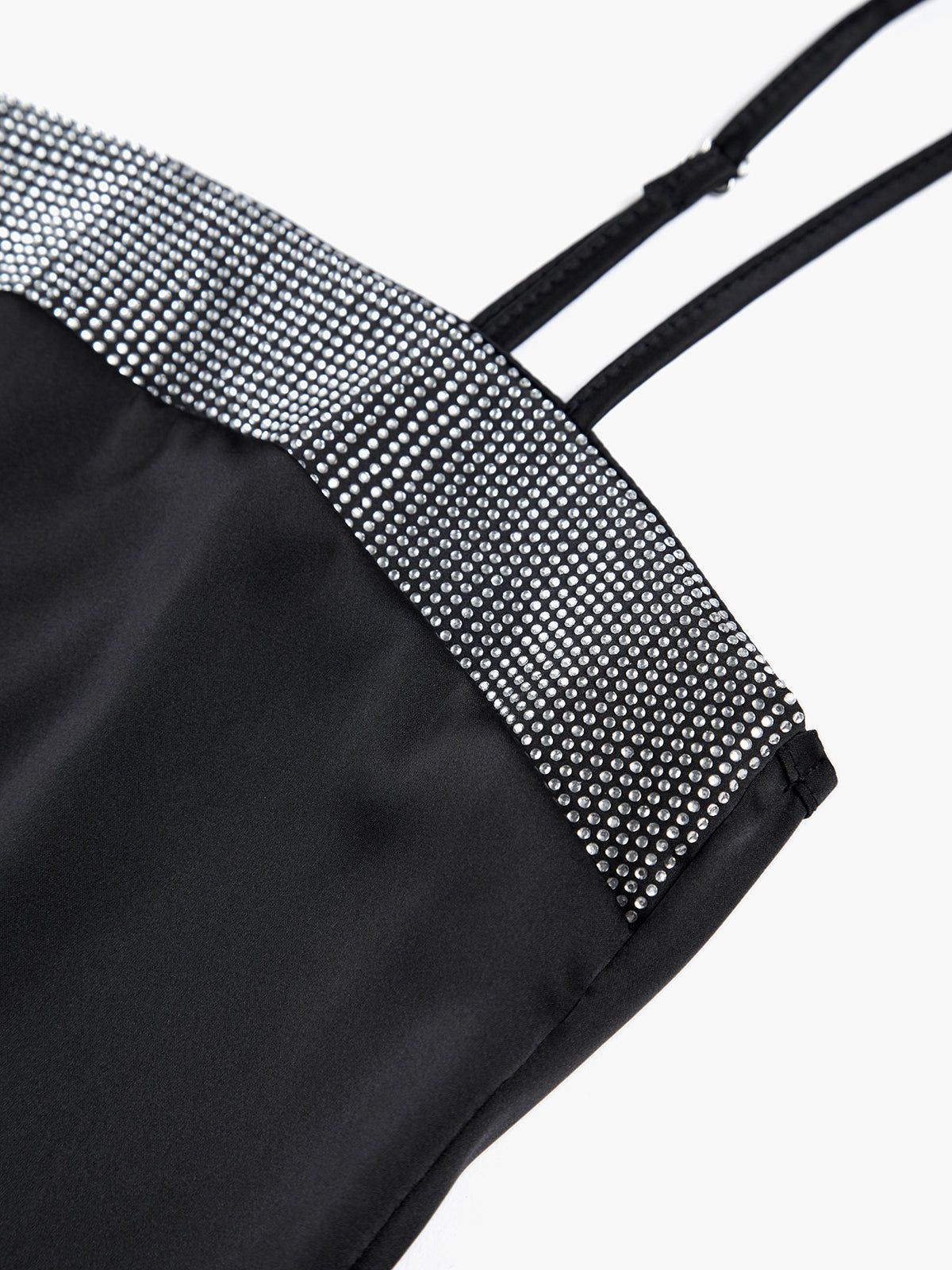 Rhinestone Trim Satin Midi Dress sold by COMMENSE product image thumbnail 4