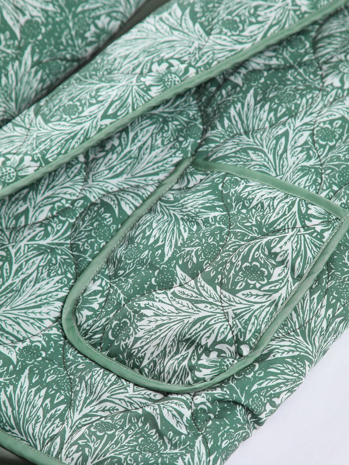 Green Floral Double Pockets Quilted Coat sold by COMMENSE product image thumbnail 3