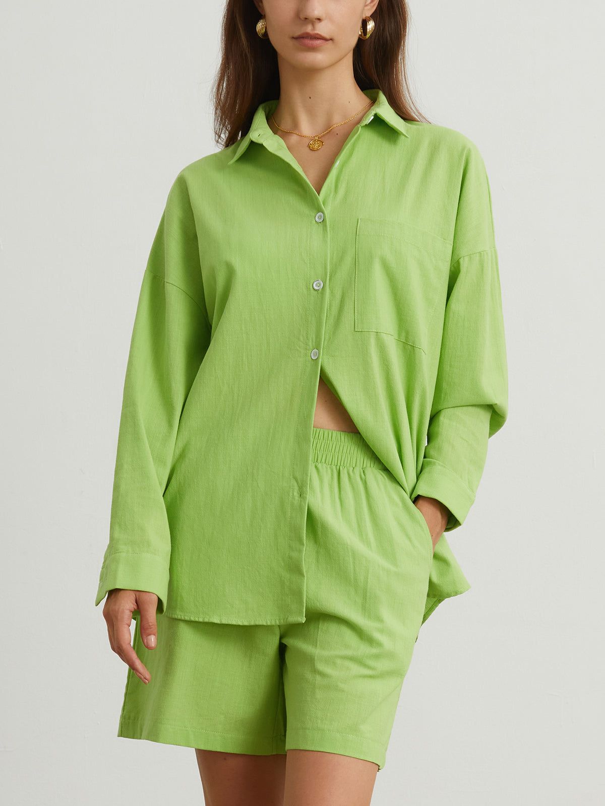 Summer Hint Cotton Two Piece Shorts Set sold by COMMENSE product image thumbnail 3