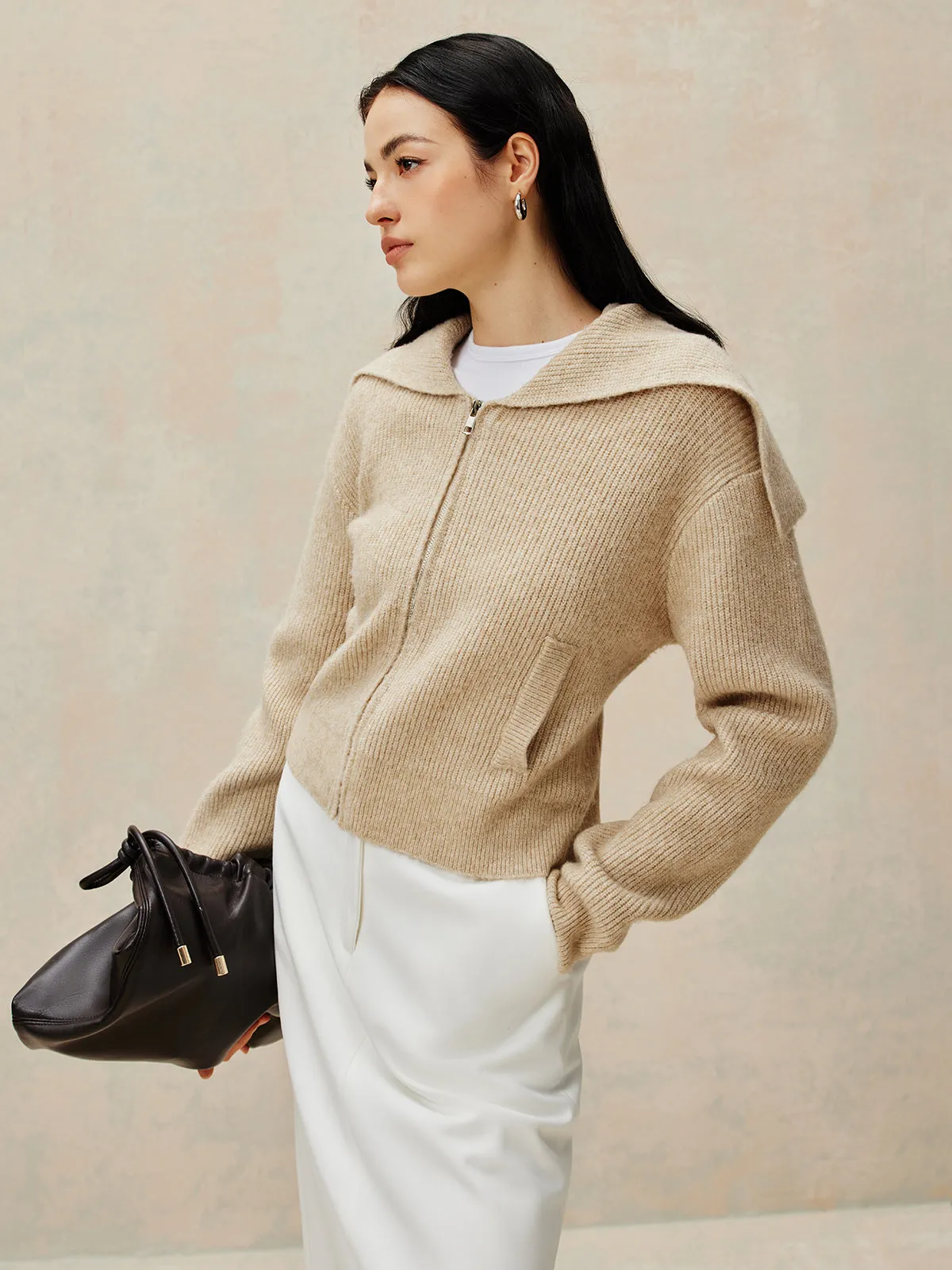 Zipper Pluffy Knit Outerwear sold by COMMENSE product image thumbnail 4