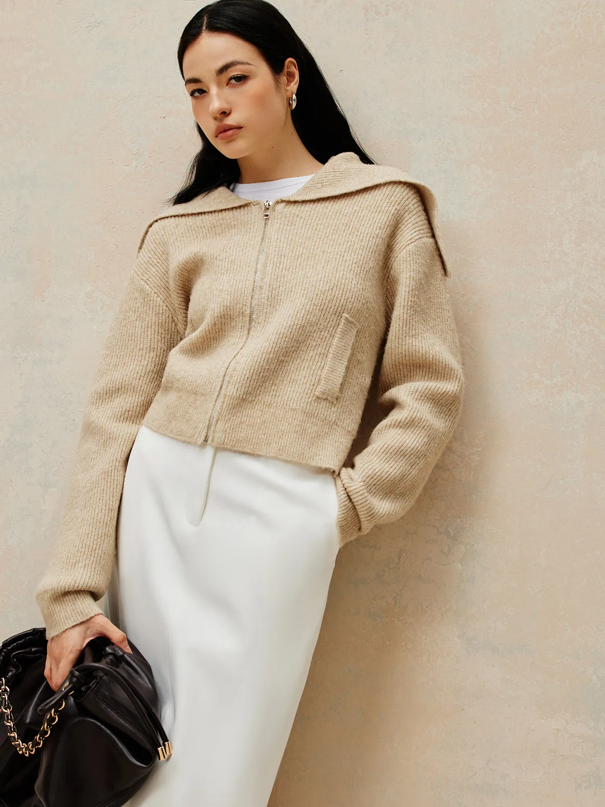 Zipper Pluffy Knit Outerwear sold by COMMENSE product image thumbnail 3