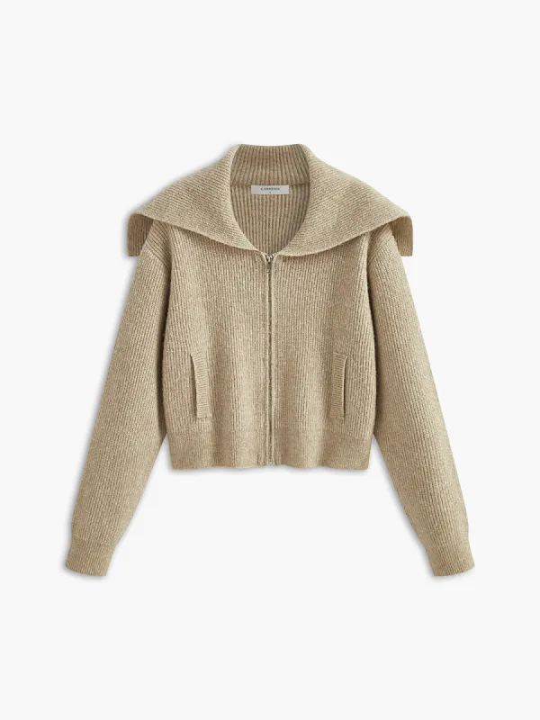 Zipper Pluffy Knit Outerwear sold by COMMENSE