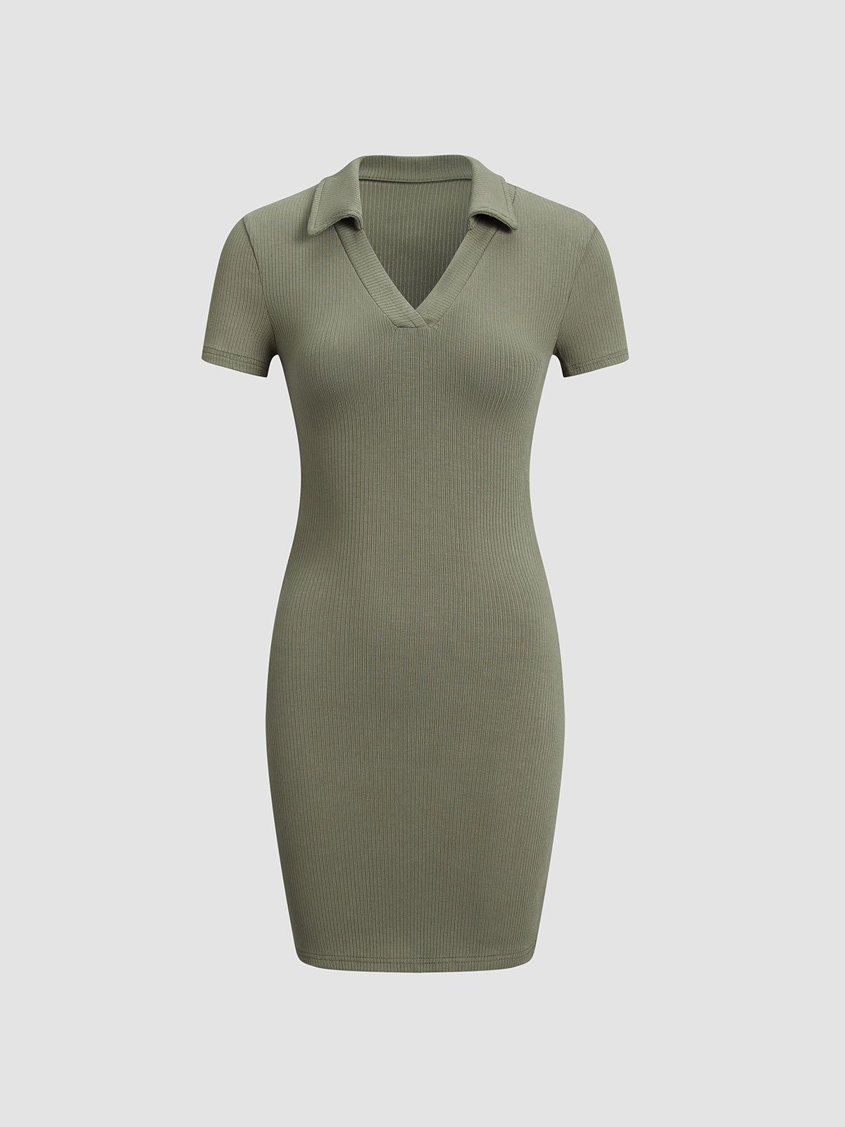 Collared V-Neck Polo Bodycon Short Dress sold by COMMENSE product image thumbnail 4